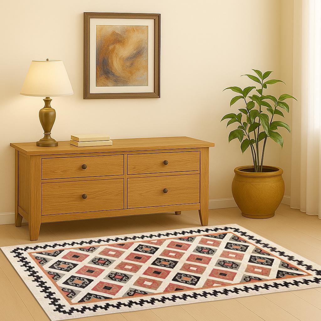Vintage-Inspired Jute Kilim Rug| Handwoven Flatweave Carpet |Tribal Pattern Natural Rug |Sustainable Boho Decor Rug |Rustic Farmhouse Carpet