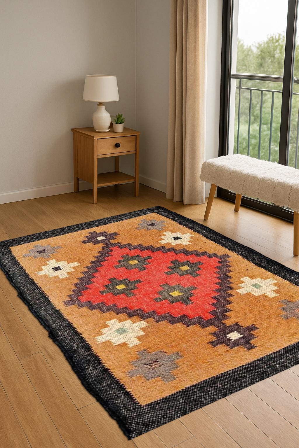 Handwoven Jute Kilim Rug – Boho Area Rug | Natural Flatweave Carpet | Rustic Farmhouse Decor | Eco-Friendly Floor Mat | Organic Textured Rug