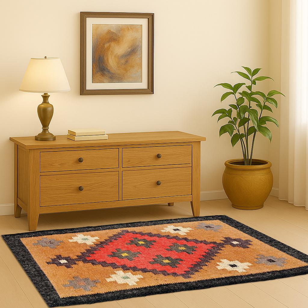 Handwoven Jute Kilim Rug – Boho Area Rug | Natural Flatweave Carpet | Rustic Farmhouse Decor | Eco-Friendly Floor Mat | Organic Textured Rug