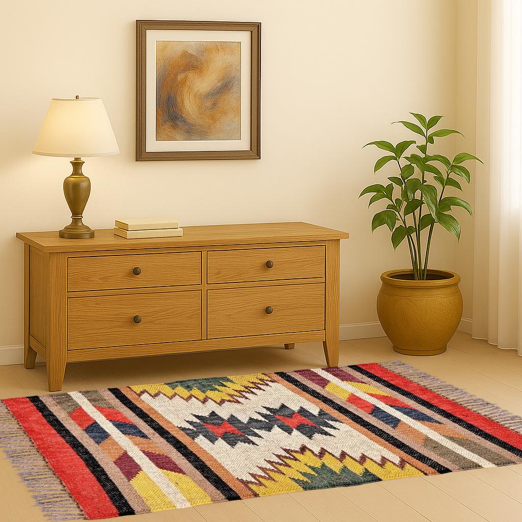 Rustic Jute Kilim Rug | Handwoven Eco Area Carpet | Bohemian Natural Home Décor | Handcrafted Natural Jute Kilim Rug | Bohemian Tribal Rug