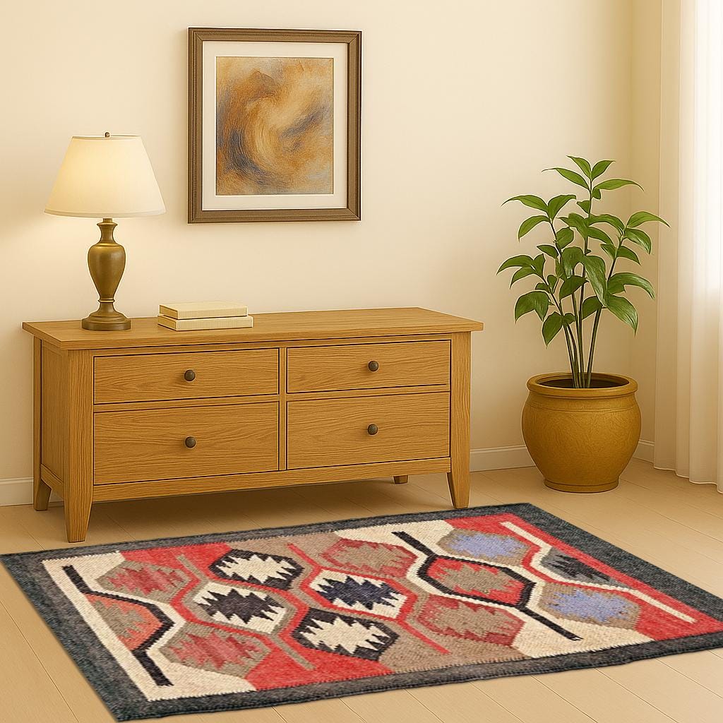 Natural Fiber Jute Kilim Rug | Flatweave Bohemian Area Rug | Sustainable Home Décor | Handcrafted Jute Kilim Rug | Boho Neutral Style Rug