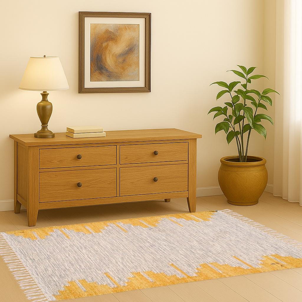 Jute Kilim Rug | Wool Jute Kilim Accent Home Décor Area Rug | Handwoven Natural Jute Kilim Rug | Flatweave Area Rug | Rustic Tribal Carpet