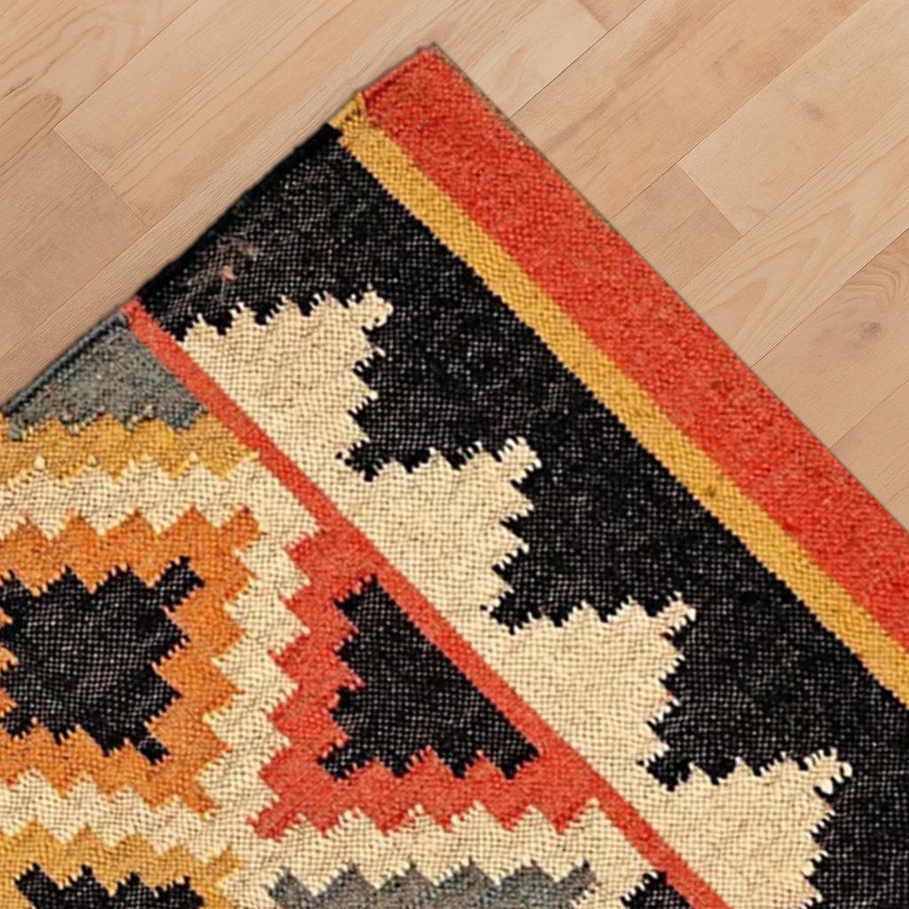 Jute Kilim Rug Boho Natural Area Rug, Flatweave Tribal Carpet, Eco-Friendly Farmhouse Decor, Rustic Woven Floor Mat- Home Decor
