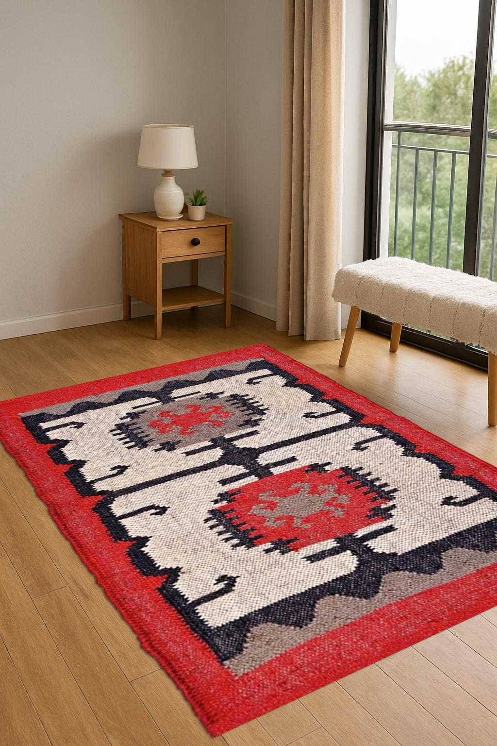 Vintage Wool Jute rugs meditation kilim rugs boho prayer mat wool jute rugs floor decor wool jute rugs beautiful kilim dhurrie rugs