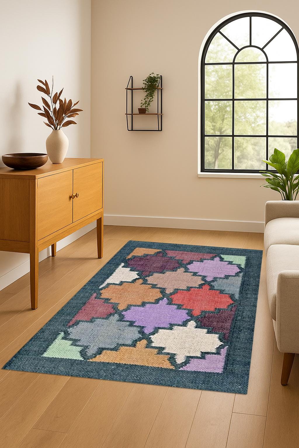 Kilim Rug Runner | Wool Jute Rug | Handmade Wool Jute Rug | Navajo kilim Rug | Outdoor & Indoor Rug | Colorful Living Room Rug Runner