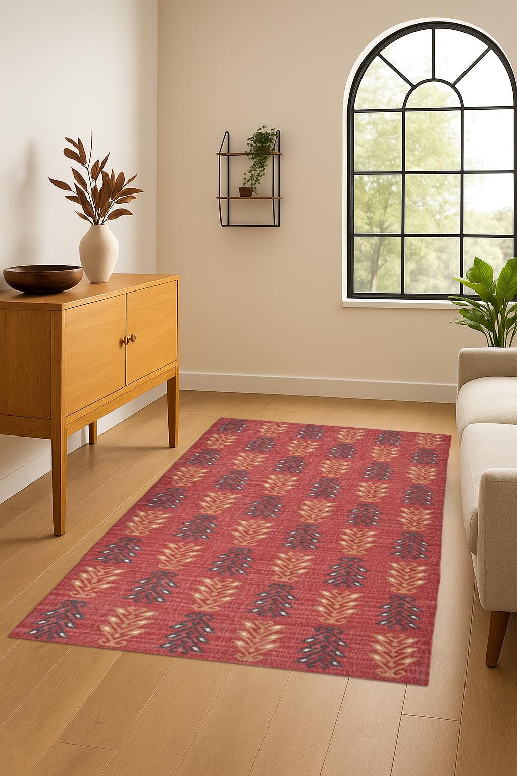 Bohemian Jute Kilim Rug |  Rustic Handmade Floor Rug | Neutral Farmhouse Style | Tribal Pattern Handwoven Eco Rug
