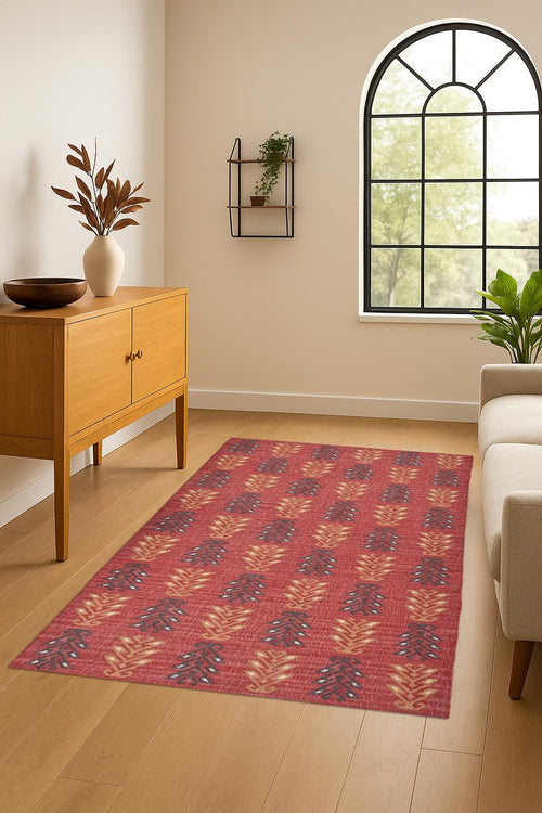 Bohemian Jute Kilim Rug |  Rustic Handmade Floor Rug | Neutral Farmhouse Style | Tribal Pattern Handwoven Eco Rug