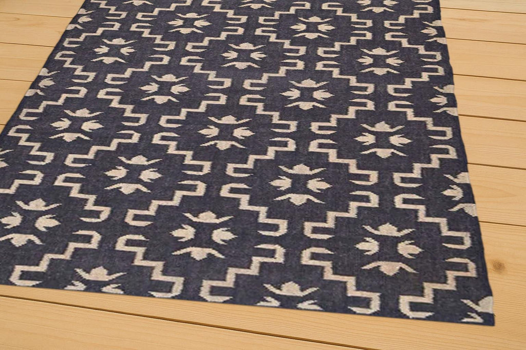 Handwoven Jute Kilim Rug | Boho Natural Area Rug, Eco-Friendly Floor Decor Bohemian Jute Kilim Area Rug | Textured Eco Home Decor