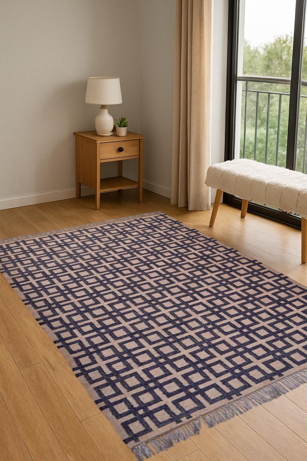Handwoven Wool Jute Kilim Rug | Bohemian Flatweave Dhurrie Rug | Traditional Indian Kilim Carpet | Bohemain indian Jute Rug |Decor Jute Rug