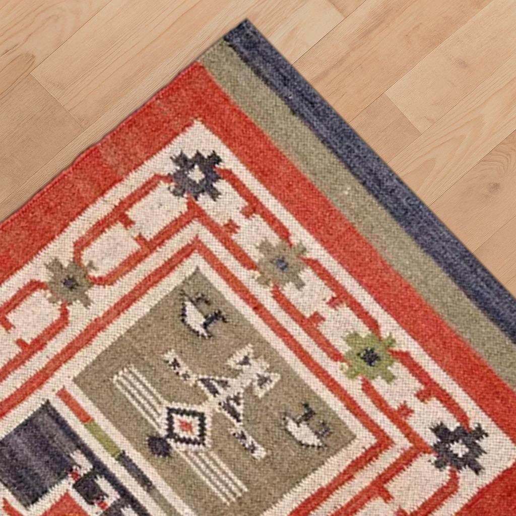 Wool Jute Kilim Rug | Handwoven Wool Jute Rug |  Flatweave Rug | Bohemian Rug |  Indian Dhurrie Rug | Navajo Kilim Rug |  Customize Rug