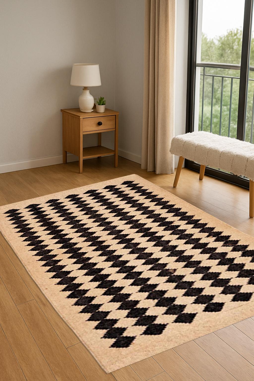 Wool Jute Kilim Rug | Home Decor Rug | Custom size Wool Rug | Kilim Dhurrie Rug | Traditional Indian Geometric Area Rugs for Jute Kilim Rug