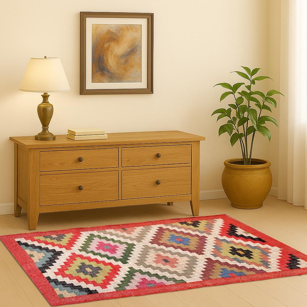 Handcrafted Kilim Rug |  Handwoven Wool and Jute Rug Handmade | Kilim Dhurrie Rug | Traditional Indian jute Area rug Custam Size Rugs