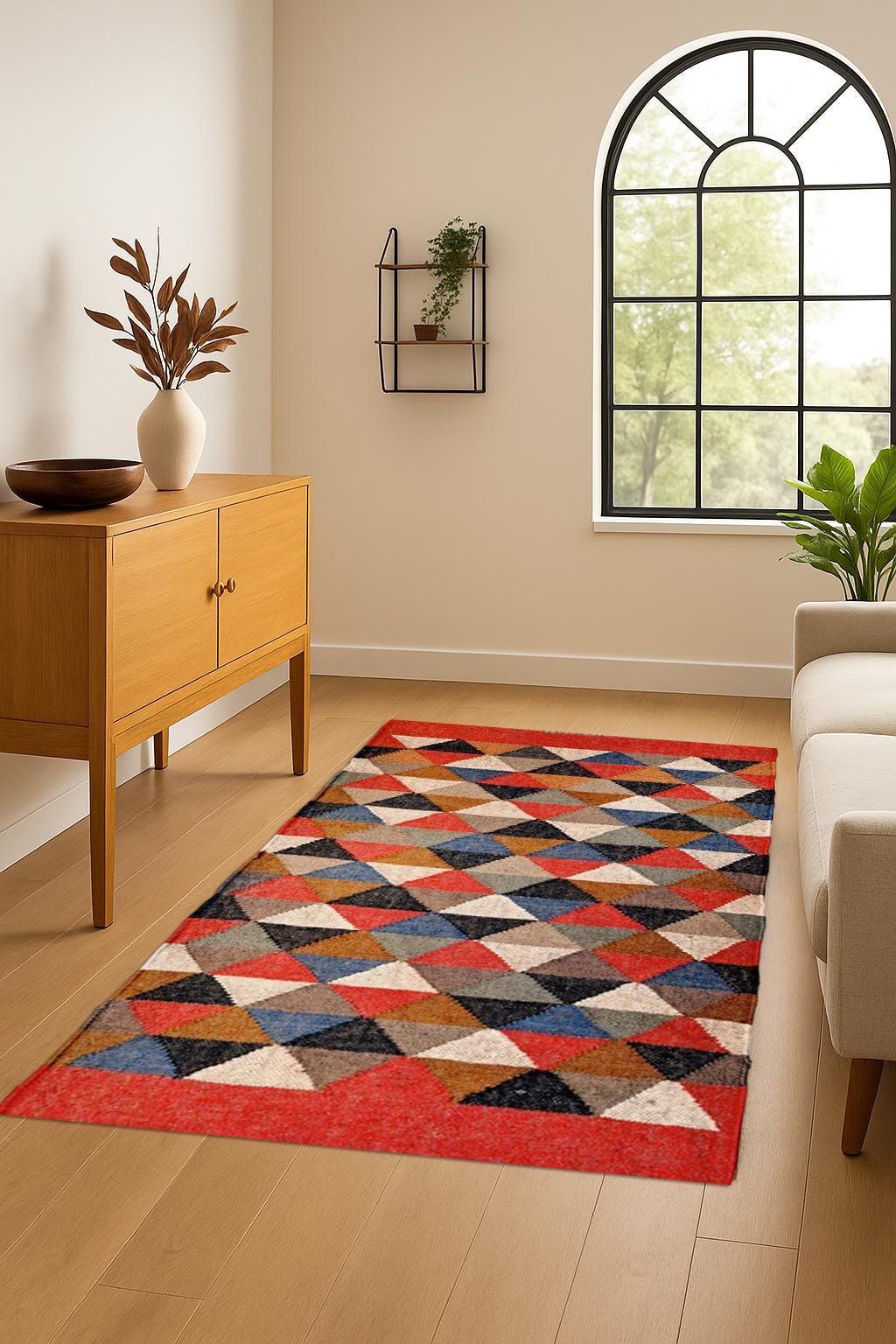 Indian Kilim Rug | HandwovenWool Jute kilim Rug | Bohemain indian Jute Rug | Southwestern Nordic Kilim Rug | Rustic Jute Rug For Living Room