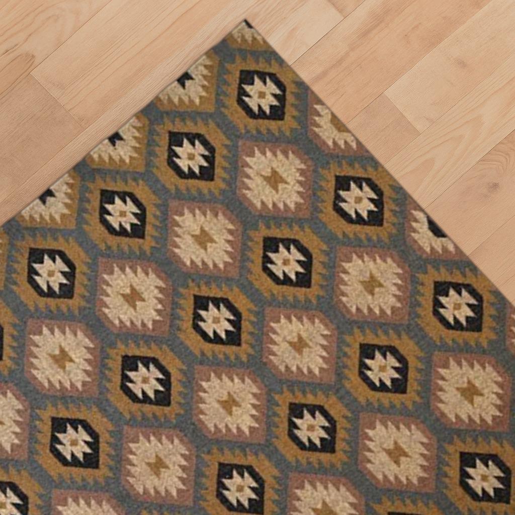 Eco-Friendly Jute Kilim Rug | Durable Handmade Flatweave Rug with Geometric Patterns for Home Decor | Multicolor Jute Kilim Rug