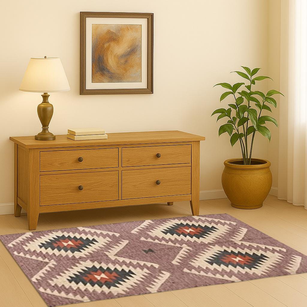 Handwoven Natural Jute Kilim Rug |  Boho Tribal Flatweave Area Rug for Living Room | Bedroom or Dining Room | Eco-Friendly Jute Kilim Rug