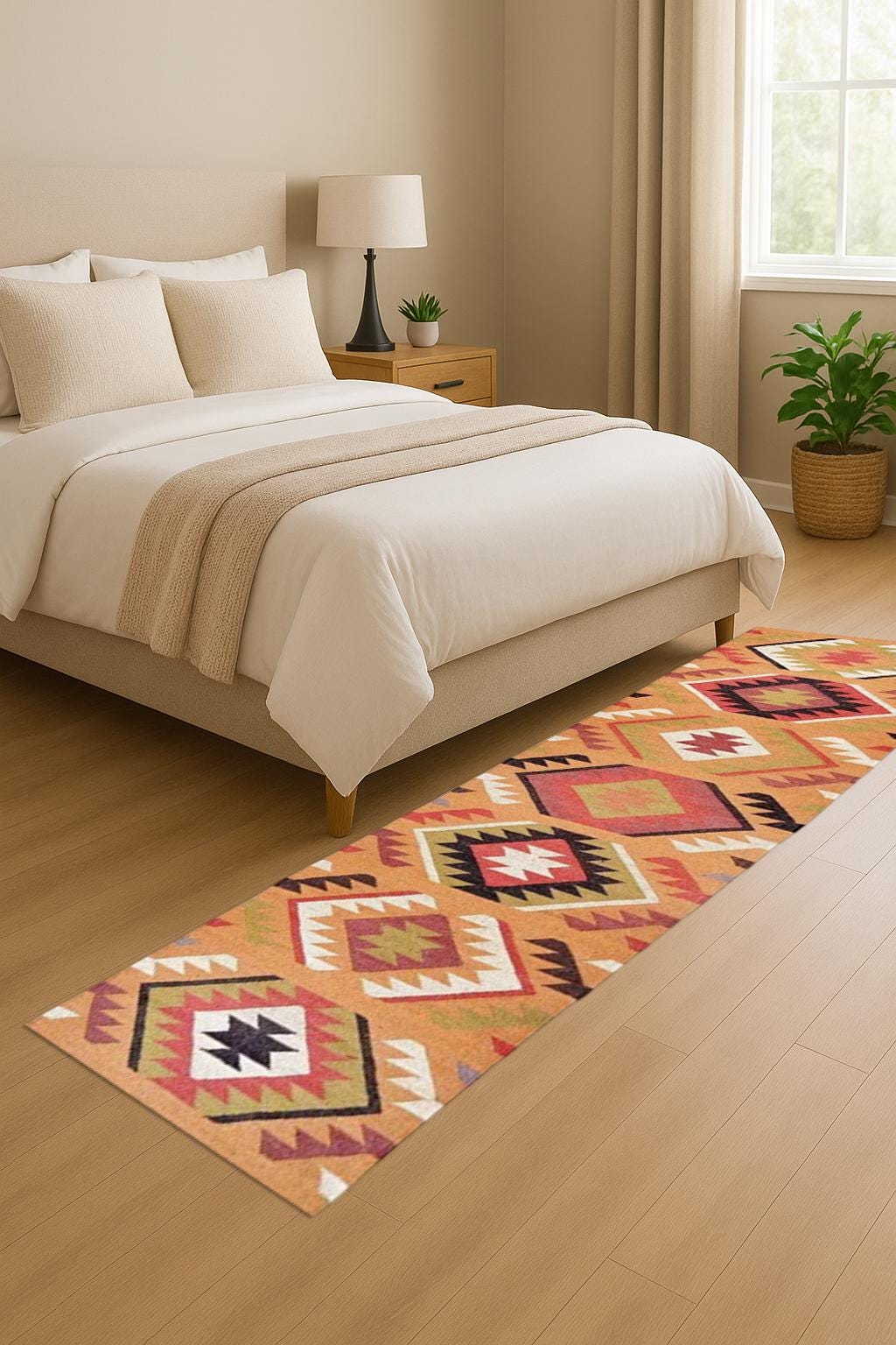 Rustic Handwoven Kilim Wool Jute Runner Rug | Flat-weave Natural Runner | Eco-Friendly Hallway Carpet | Farmhouse Home Accent