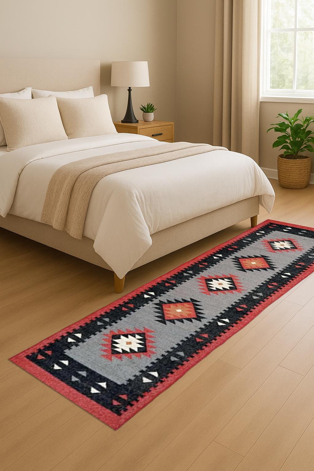 Handmade Wool & Jute Kilim Runner Rug – Bohemian Flatweave Carpet for Living Room | Indian Handcrafted Wool and Jute Kilim Runner