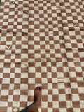 Checkered Brown rug, Handmade custom rug, Brown and Beige rug, Moroccan Rug, handmade rug, Orange Checkered Rug, Wool Rug