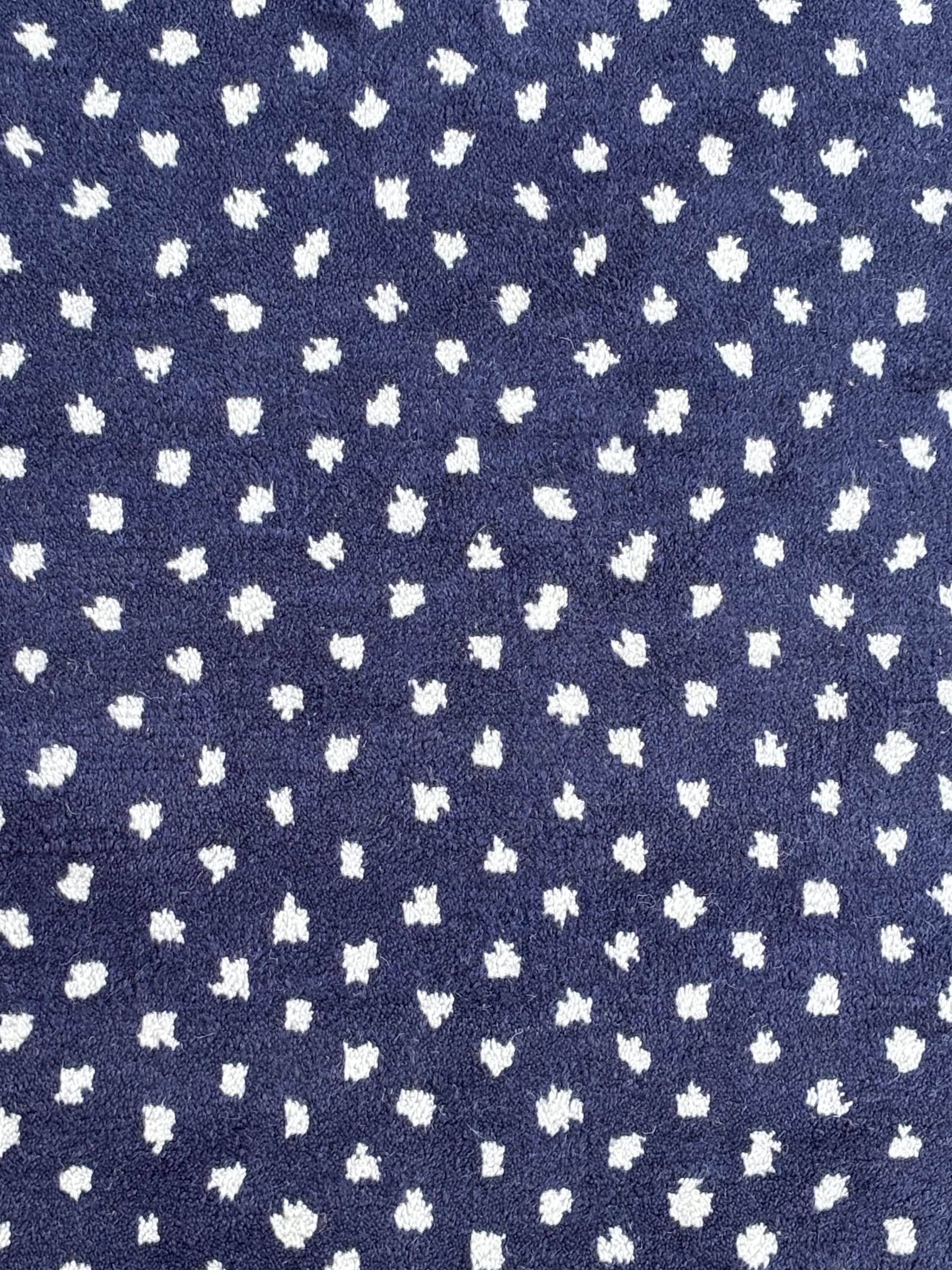 Navy Blue Beni Ourain Rug White Dots Moroccan Handmade Wool Berber Area Rug Custom Made Carpet Home Decor