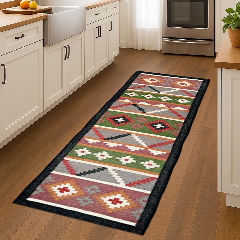 Handwoven Wool‑Jute Kilim Runner by Rugs Modern Boho Wool & Jute Rug Runner Artisan Handloom Hallway Rug Flatweave Hallway Carpet
