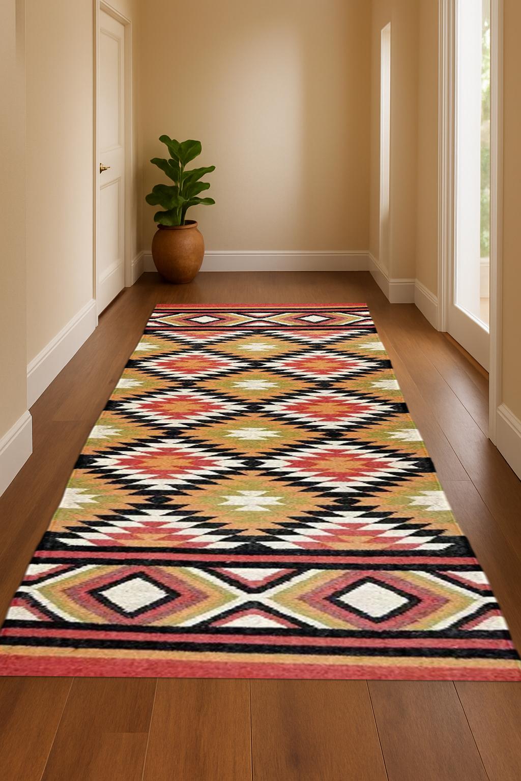 Handwoven Wool Jute Kilim Runner Rug | Sustainable Natural Fiber Flatweave | Boho Farmhouse Hallway Carpet | Reversible Eco-Friendly Dhurrie