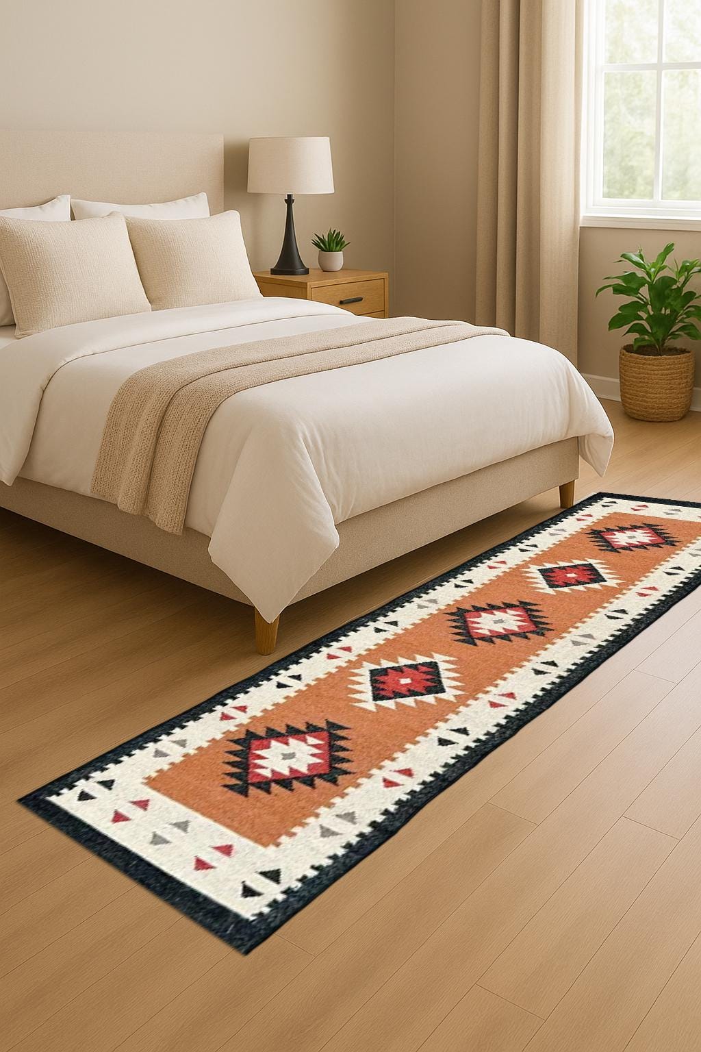 Natural Kilim Jute Runner Rug Eco-Friendly Handwoven Boho Hallway Decor Boho Kilim Jute Rug Runner For Living Room