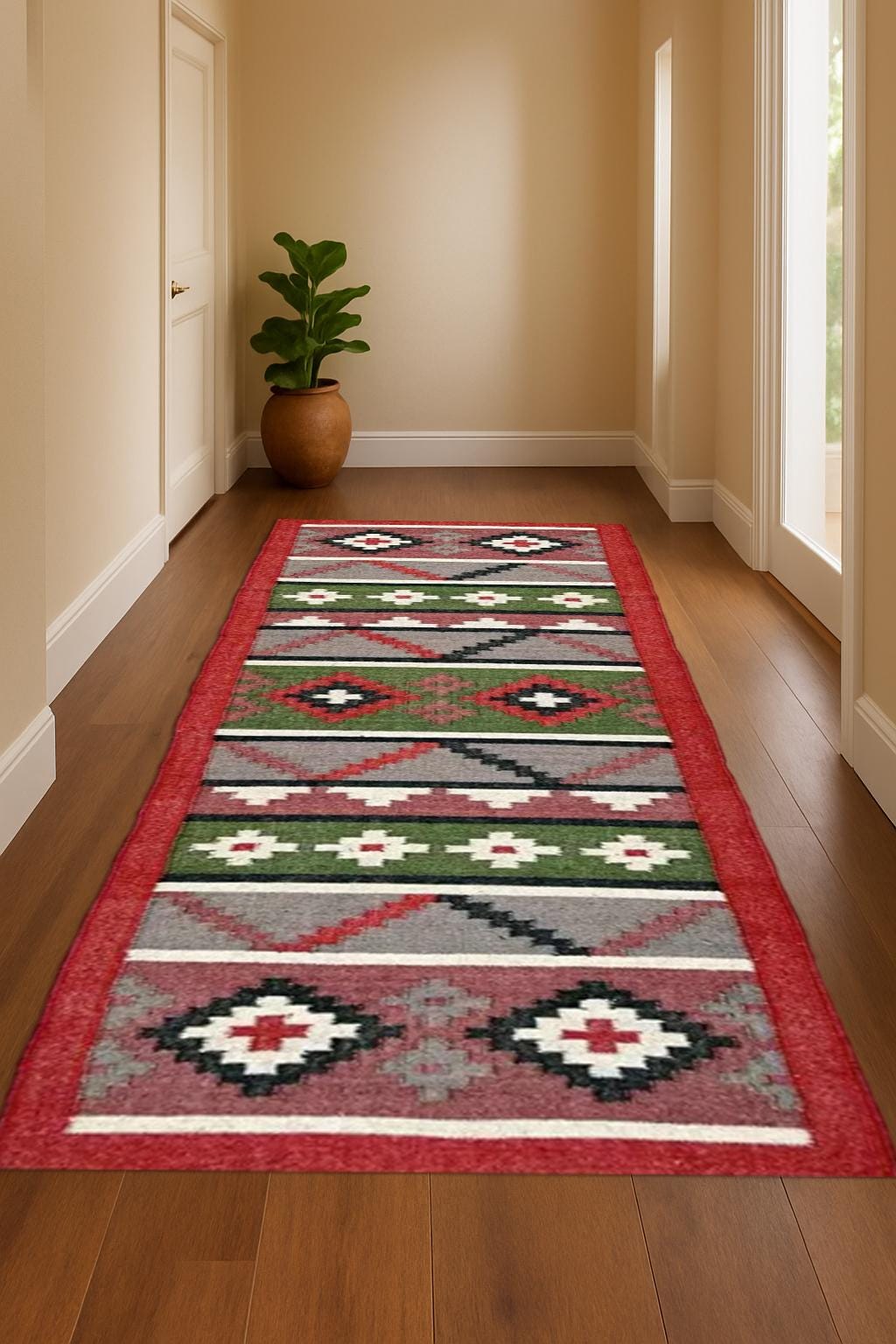 Handwoven Kilim Wool Jute Runner Wool Jute Runner Rug Handwoven Boho Hallway Runner Natural Fiber Decor For Living Room Area