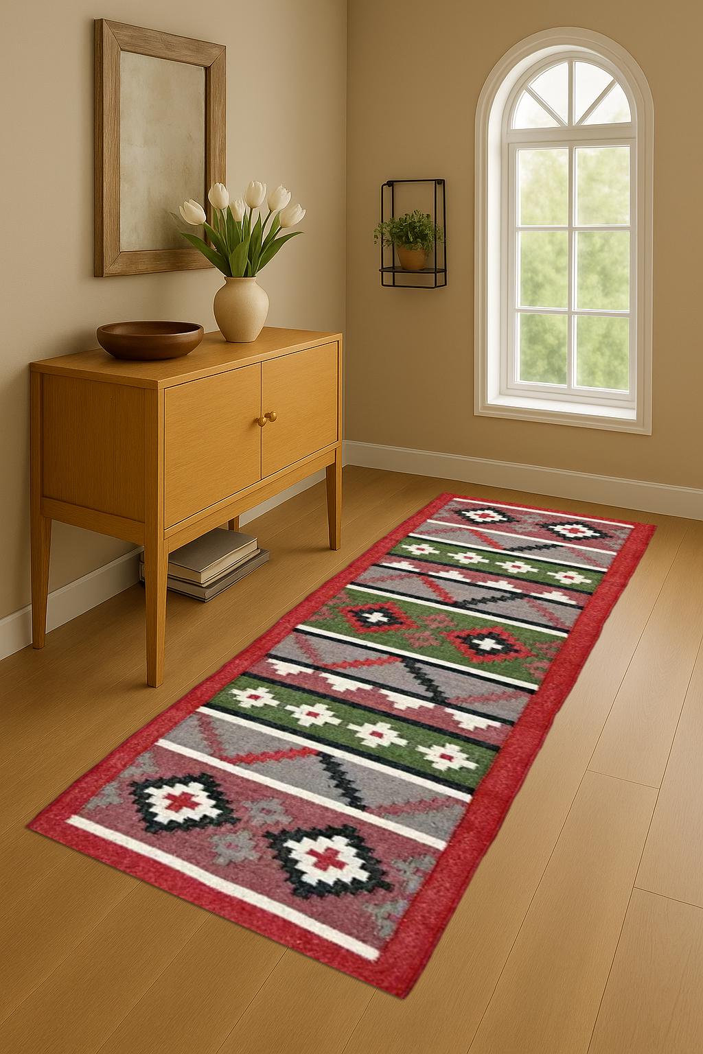 Handwoven Kilim Wool Jute Runner Wool Jute Runner Rug Handwoven Boho Hallway Runner Natural Fiber Decor For Living Room Area