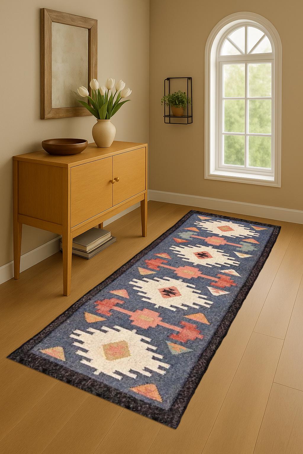 Handwoven Wool Jute Carpet Runner | Neutral Hallway Rug | Eco Friendly Rustic Style Hallway Runner | Rustic Farmhouse Carpet |  Boho Rug