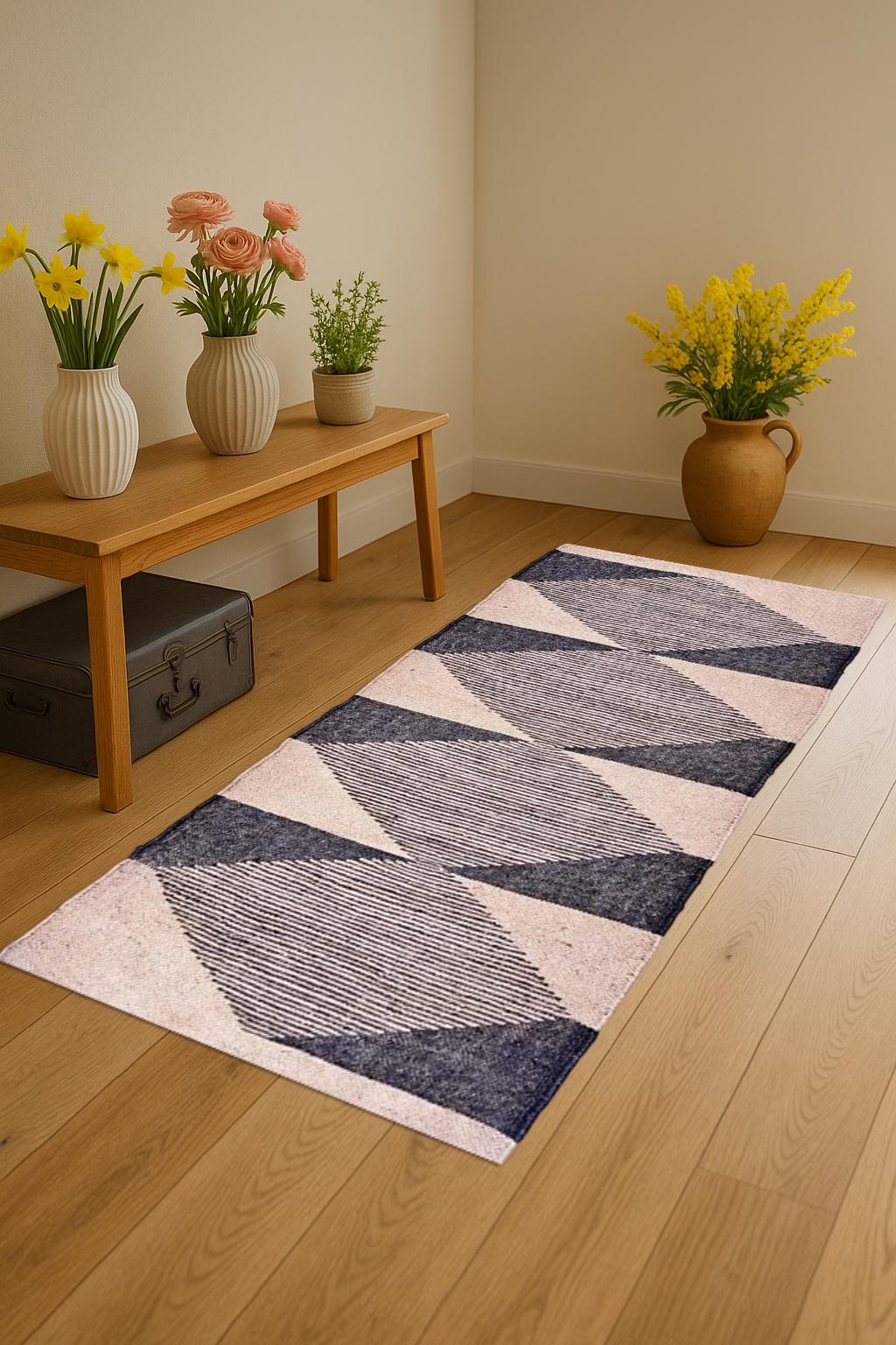 Kilim Wool Jute Runner Natural Eco-Friendly Rug Modern or Boho Home Decor Neutral Bohemian Style Rug – Hallway, Living Room, Bedroom