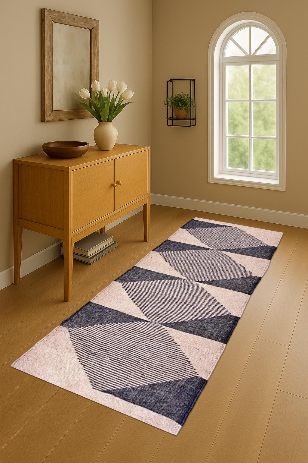 Kilim Wool Jute Runner Natural Eco-Friendly Rug Modern or Boho Home Decor Neutral Bohemian Style Rug – Hallway, Living Room, Bedroom