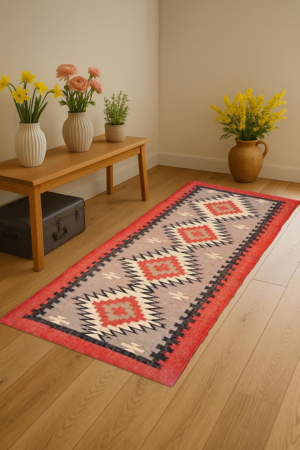 Flatweave Wool Jute Runner Natural Eco-Friendly Rug Modern or Boho Home Decor Neutral Bohemian Style Rug – Hallway, Living Room, Bedroom