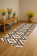 Indian Handmade Wool Jute Runner – Geometric Flatweave Rug – Eco-Friendly Hallway Runner Low Pile Natural Fiber Rug For Home Decor