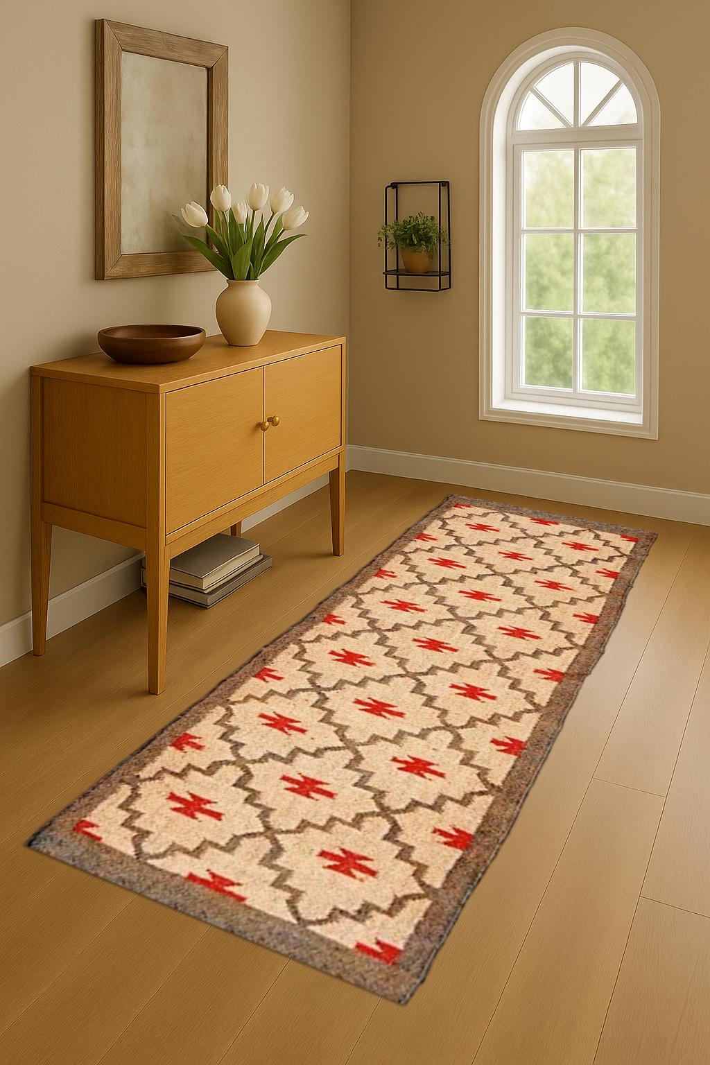 Boho Wool Jute Runner – Neutral Handmade Rug for Living Room or Bedroom – Flatweave Hallway Decor For Living Room Area Stair Runner Rugs