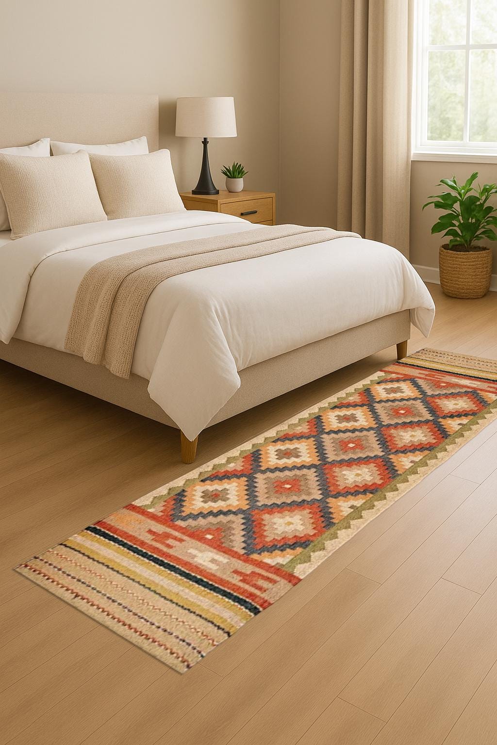 Eco-Friendly Wool Jute Runner Rug – Handmade Farmhouse Hallway Carpet, Rustic Neutral Entryway Rug, Boho Long Runner For Living Room