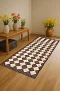 Rustic Wool and Jute Runner Rug, Handcrafted Long Hallway Carpet, Neutral Eco-Friendly Entryway and Kitchen Rug