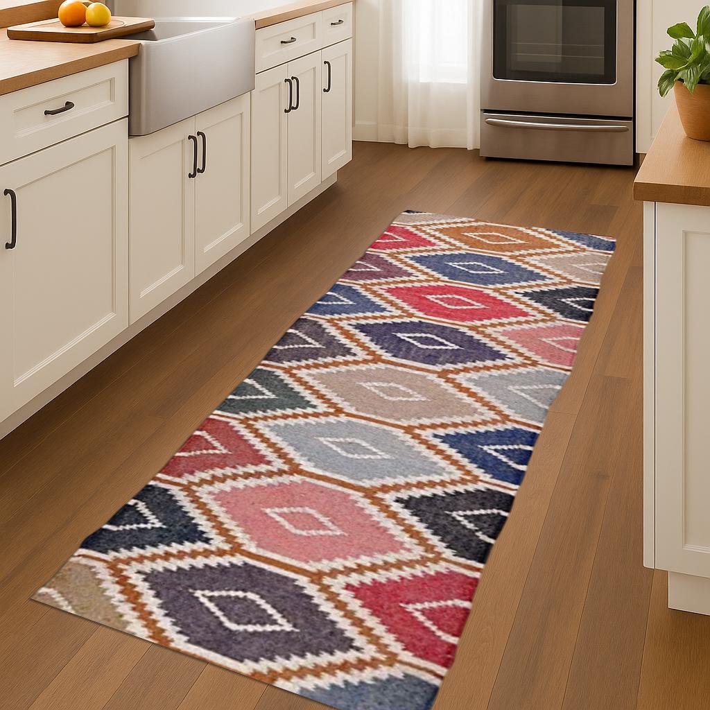 Natural Wool Jute Runner, Handmade Long Hallway Rug, Soft Durable Farmhouse Carpet for Entry, Kitchen, or Bedroom