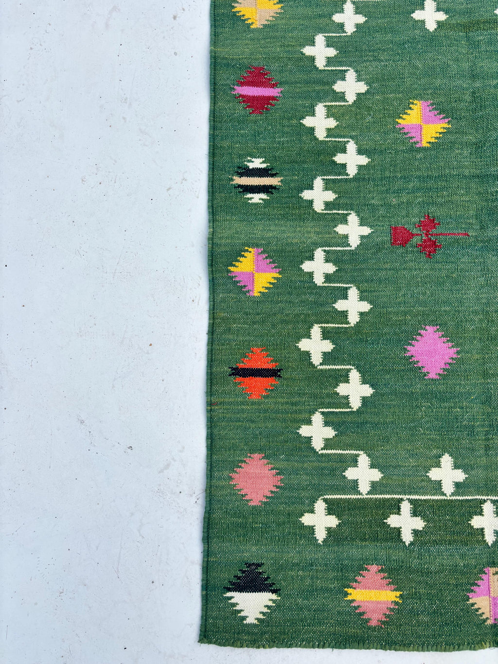 8x10 Ft. Green, Handmade Flat Weave Rug, Custom Size Area Dhurrie, Home & Living Room, Bedroom, Home Decor Rug, Wool Reversible Rug