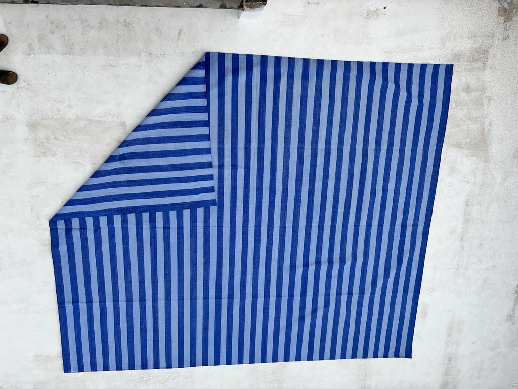 Blue Cotton Handmade Modern stripes Rug, Bedroom Rug, Hallway Floor Rug, Cotton Rug, Cotton Blue Color Rug.
