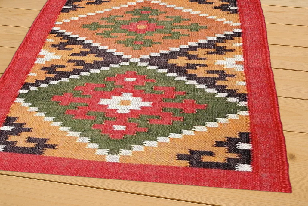 Wool Jute Kilim Rug, Handmade, Wool and Jute Rug Handwoven, Kilim Dhurrie Rug, Outdoor/Indoor Rug, Bedroom Rug, wool jute Kilim Rug