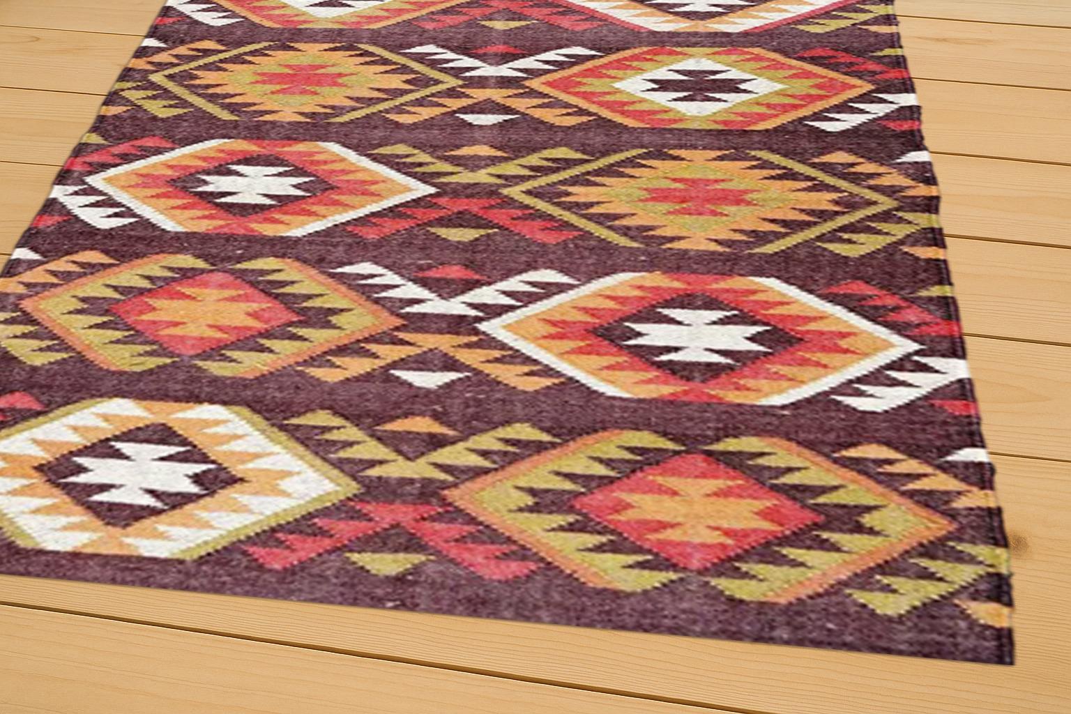 5x8 , 6x8 Ft. Kilim Rug, Handwoven, Wool and Jute Rug Handmade, Kilim Dhurrie Rug, Wool Jute Kilim Rug