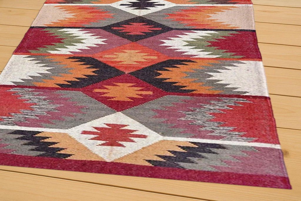 Handmade Wool Kilim Rug, Traditional Handwoven Kilim Rug, Outdoor/Indoor Rug, Boho Jute Kilim, Rustic American Style Area Rug, Tribal Décor