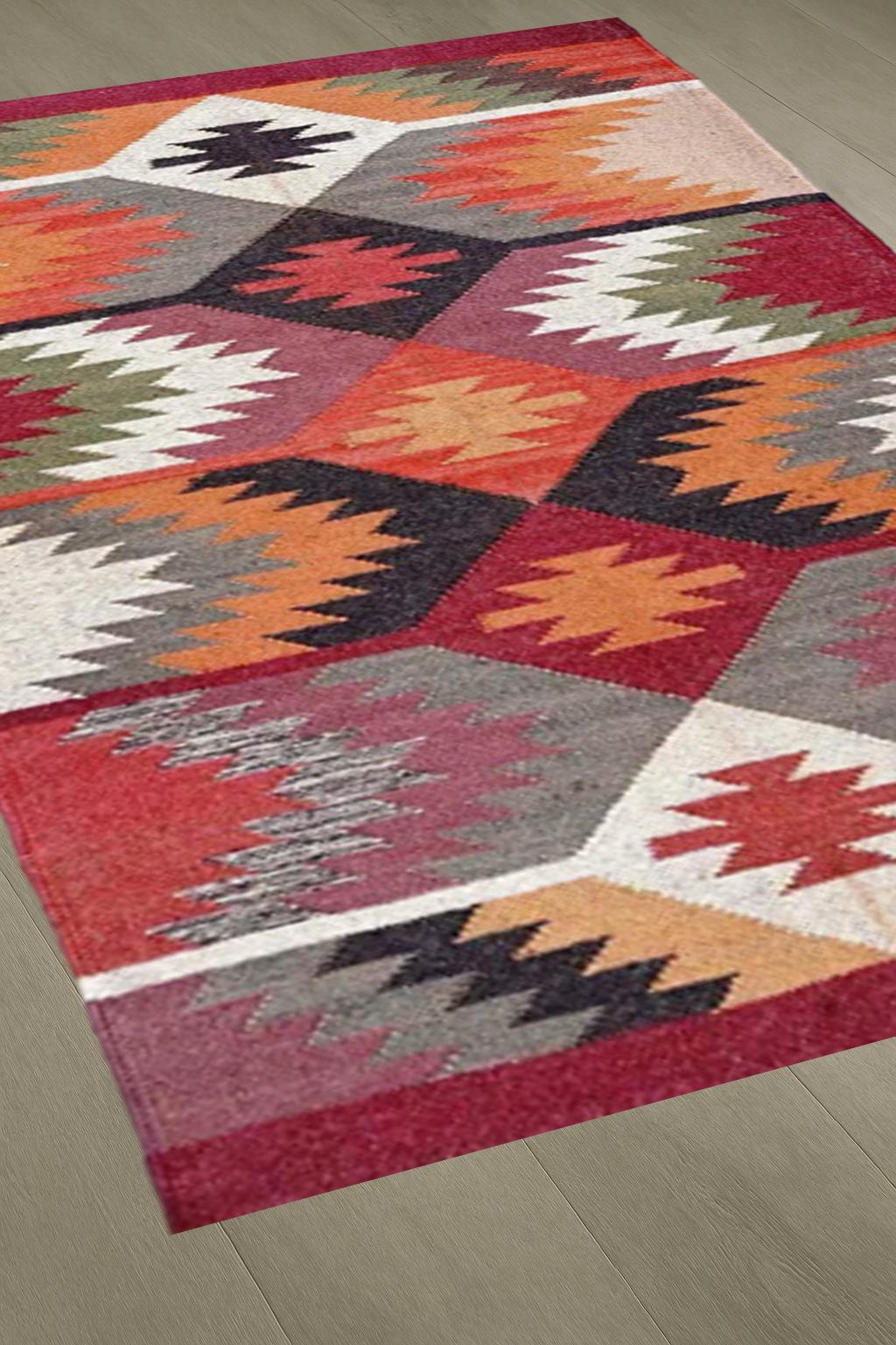 Handmade Wool Kilim Rug, Traditional Handwoven Kilim Rug, Outdoor/Indoor Rug, Boho Jute Kilim, Rustic American Style Area Rug, Tribal Décor