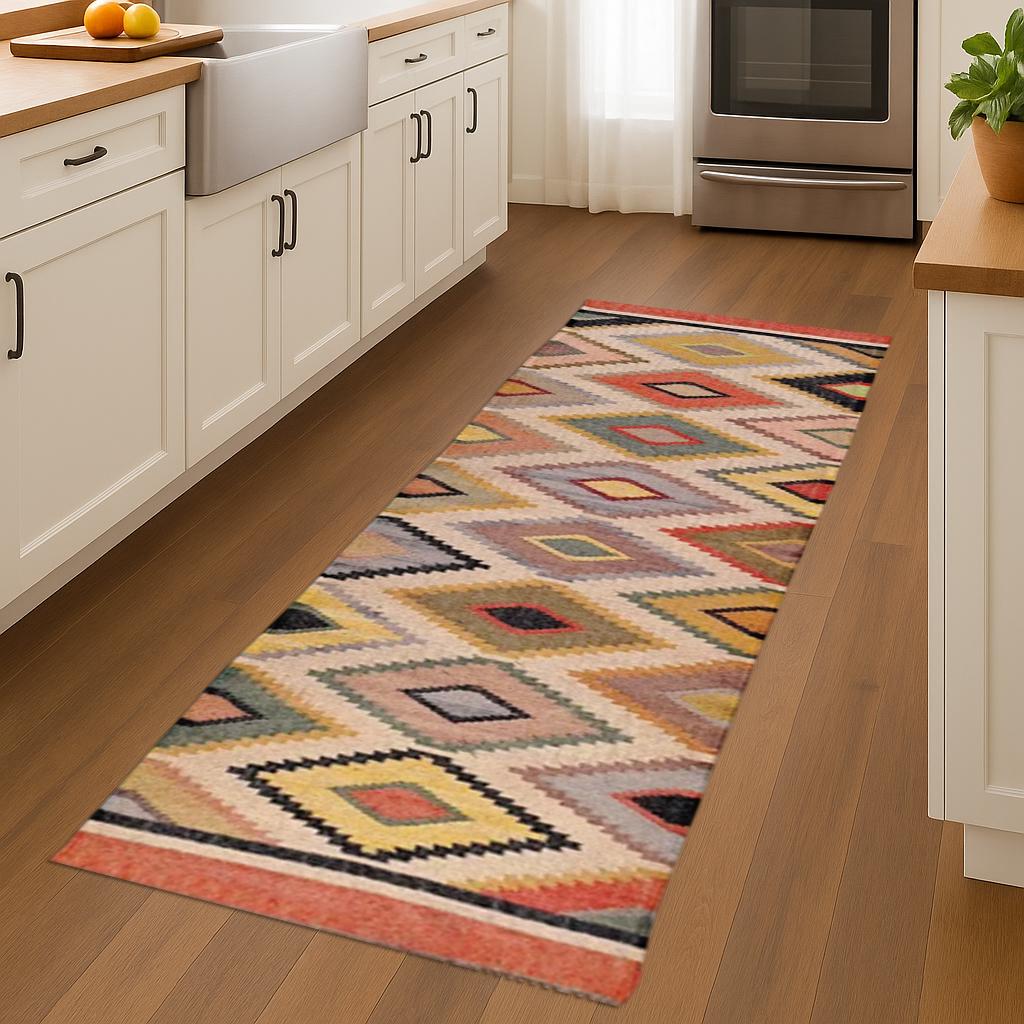 Eco-Friendly Wool Jute Runner Rug | Rustic Hallway Decor | Durable Handwoven Natural Fiber Runner | Handmade Organic Rug