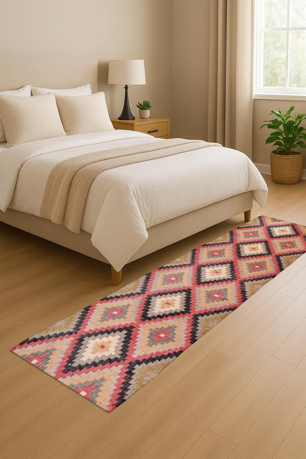 Flatweave Wool Jute Runner | Minimalist Natural Runner | Eco Home Decor | Long Handwoven Rug for Hallway or Kitchen
