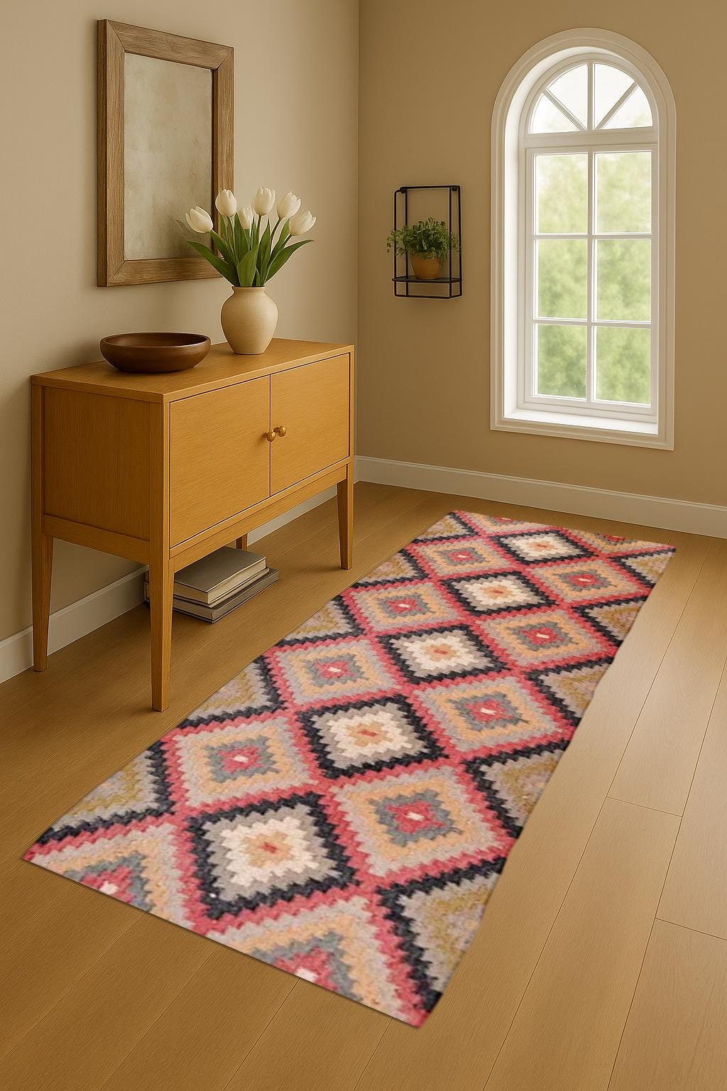 Flatweave Wool Jute Runner | Minimalist Natural Runner | Eco Home Decor | Long Handwoven Rug for Hallway or Kitchen