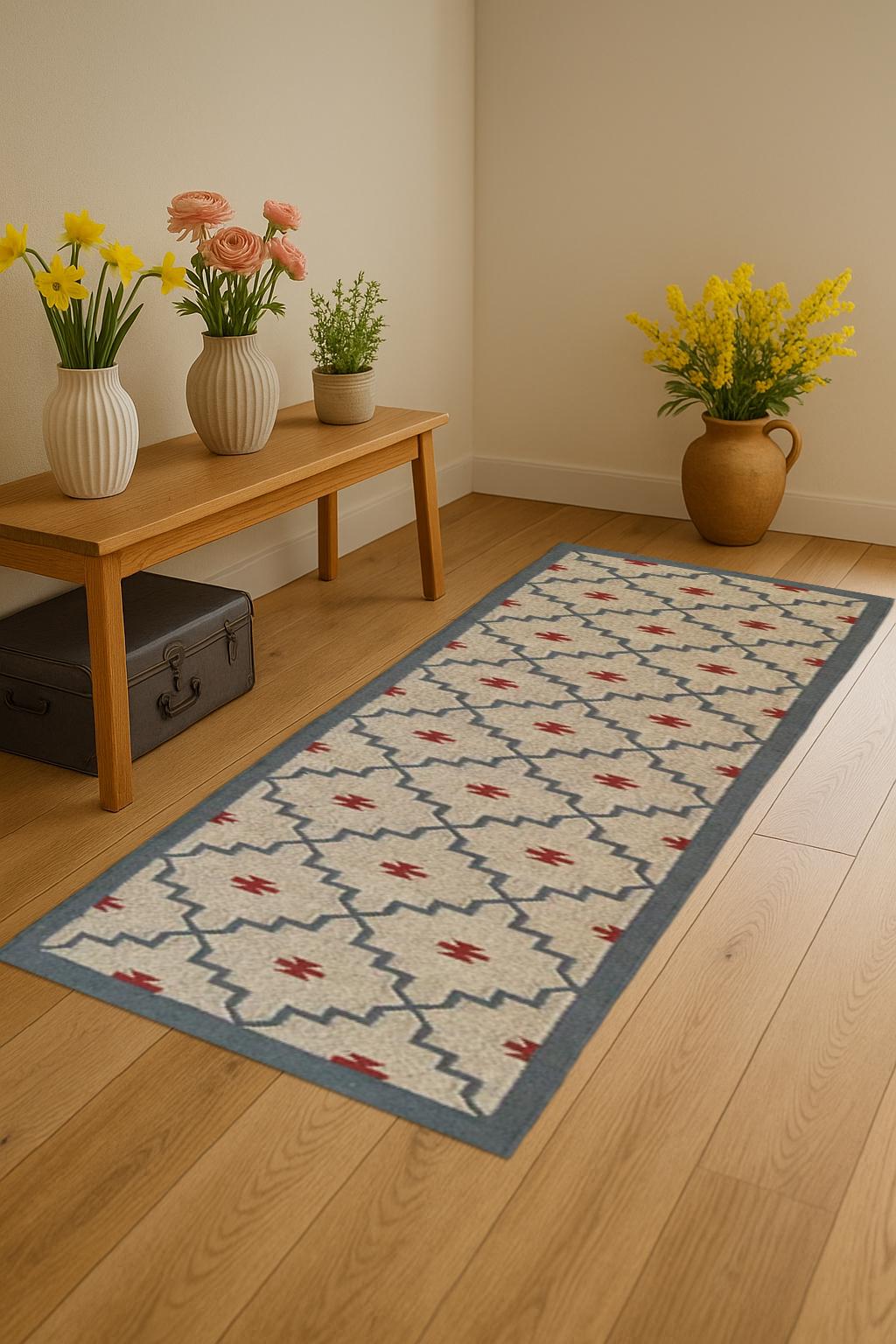 Chunky Wool Jute Runner | Textured Natural Runner Rug | Scandi Boho Hallway Decor | Durable Long Rug | Custom Sizes