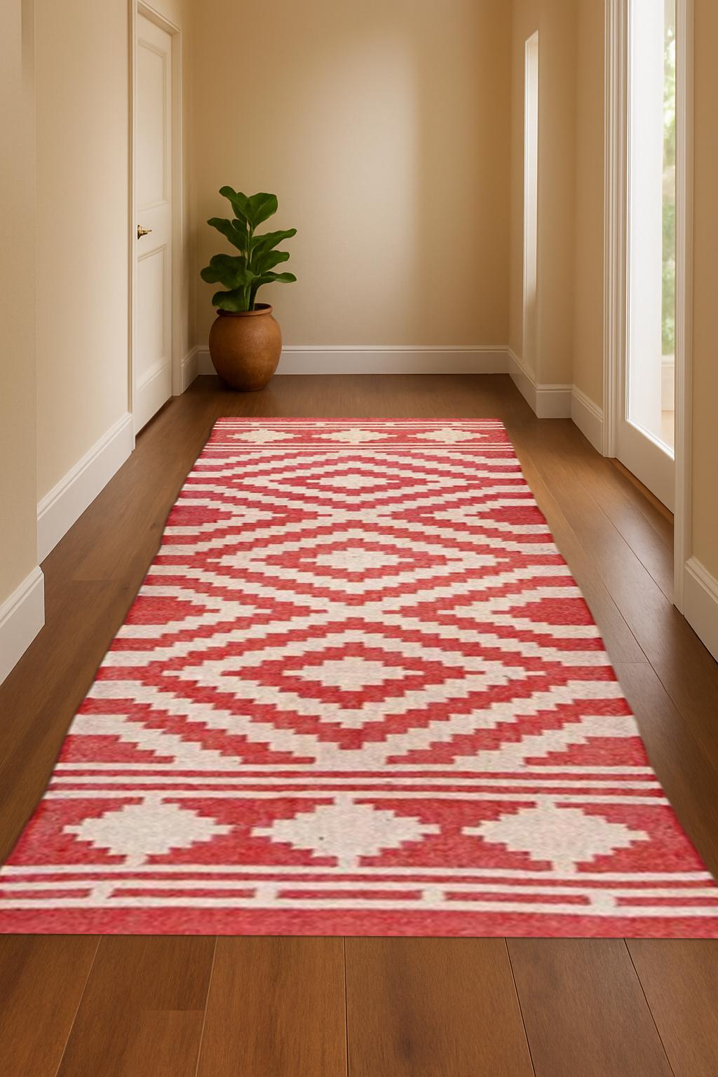Natural Wool Jute Runner Rug | Handwoven Hallway Runner | Boho Farmhouse Long Rug | Eco-Friendly Entryway Runner | Kitchen Fiber Rug