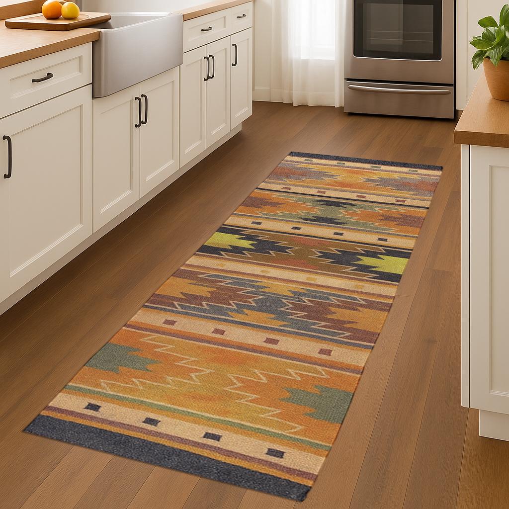 Handwoven Wool Jute Runner | Natural Hallway Runner Rug | Boho Farmhouse Runner | Eco-Friendly Long Rug | Entryway Kitchen Bedside Runner