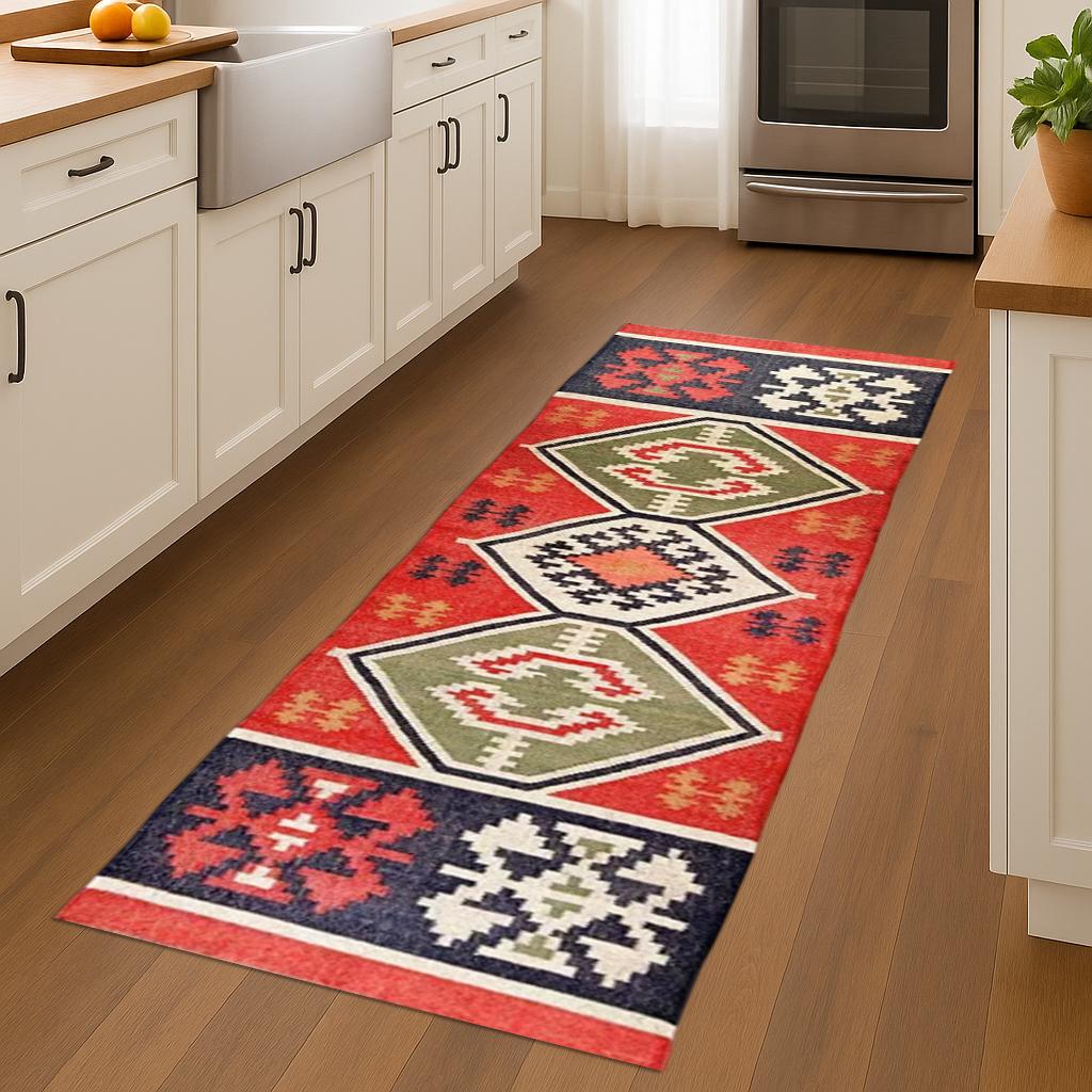 Natural Wool Jute Hallway Runner – Rustic Entryway Rug – Handmade Fiber Runner- Country Farmhouse Jute Wool Runner
